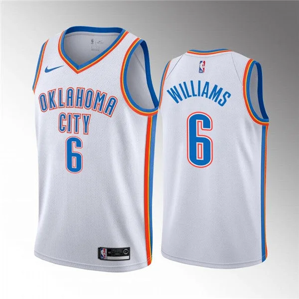 Basketball Jersey For Streetball-Men's Oklahoma City Thunder #6 Jaylin Williams White Association Edition Stitched Basketball Basketball Jersey