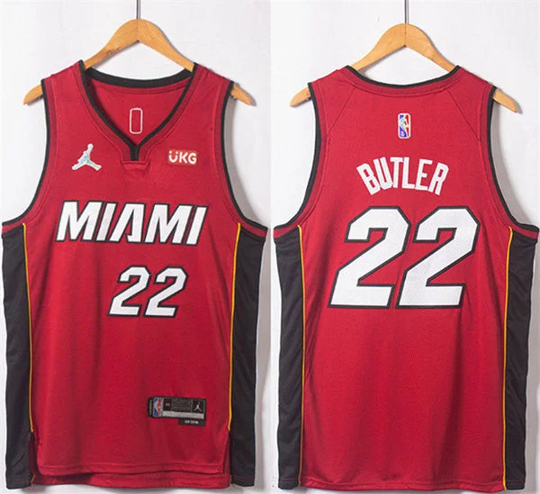 Basketball Jersey For Dunk Contests-Men's Miami Heat #22 Jimmy Butler Red Statement Edition 75th Anniversary Stitched Basketball Jersey