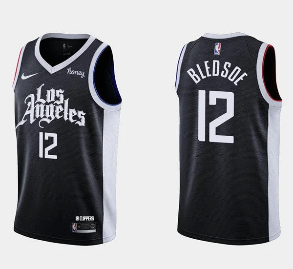 Basketball Jersey Polyester-Men's Los Angeles Clippers #12 Eric Bledsoe Black City Edition Stitched Basketball Basketball Jersey