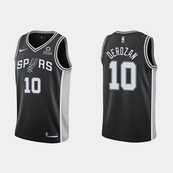 Basketball Jersey Durable Stitching-Men's San Antonio Spurs Black #10 DeMar DeRozan Icon Edition Swingman Stitched Basketball Jersey