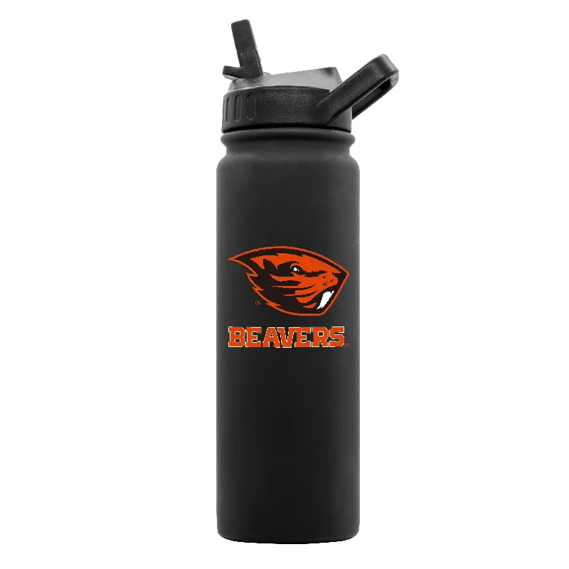 Team Mug With Monogram-Oregon State 24oz Black Soft Touch Dbl Wall Btl