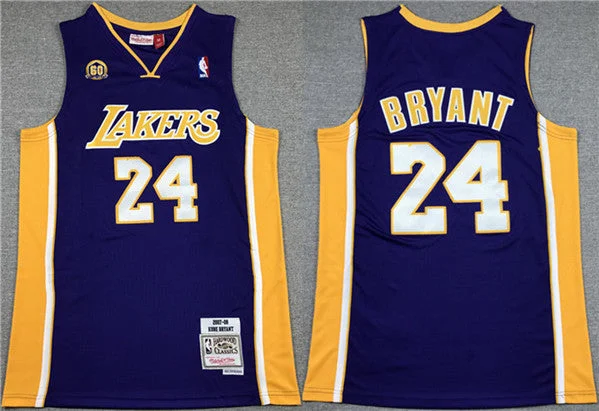 Basketball Jersey Comfortable All-Day Wear-Men's Los Angeles Lakers #24 Kobe Bryant Purple 60th Anniversary Throwback basketball Basketball Jersey