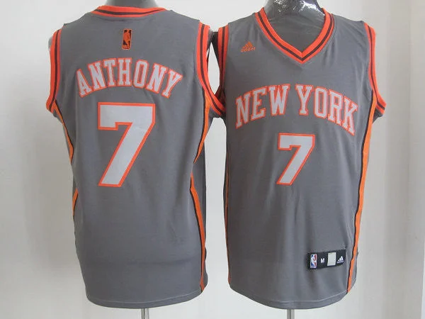 Basketball Jersey Classic Basketball Theme-Knicks 7 Anthony Grey&Orange Basketball Jerseys