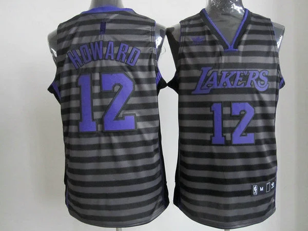 Basketball Jersey Exclusive Design-Lakers 12 Howard Black Gride Grey Basketball Jerseys