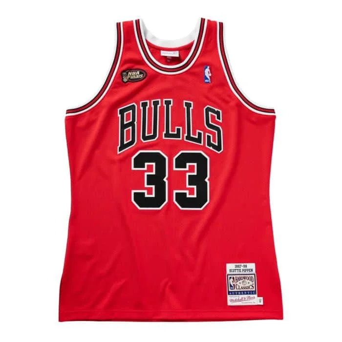 Basketball Jersey Soft Touch Material-Men's Chicago Bulls #33 Scottie Pippen Red 1997-98 Finals Throwback Stitched Basketball Jersey