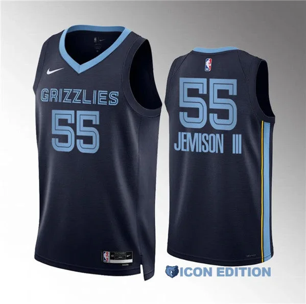 Basketball Jersey Urban Fashion-Men's Memphis Grizzlies #55 Trey Jemison Iii Navy Icon Edition Stitched Basketball Jersey