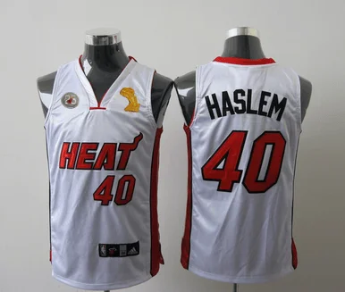 Basketball Jersey Basketball Enthusiasts-Heat 40 Haslem White 2013 Champion&25th Patch Basketball Jerseys