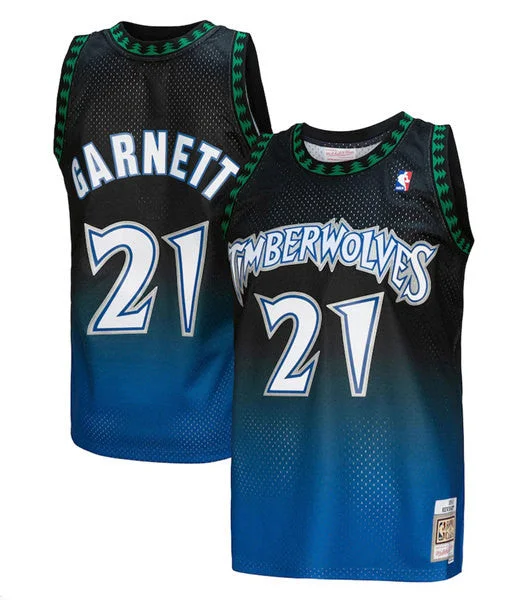 Basketball Jersey Ideal For Warm Weather-Men's Minnesota Timberwolves #21 Kevin Garnett Black 1997/98 Throwback Stitched Basketball Jersey