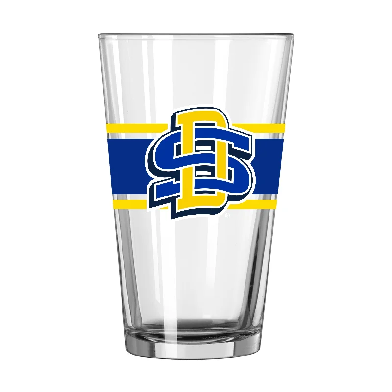 Team Mug With Silicon Cover-South Dakota State 16oz Stripe Pint Glass