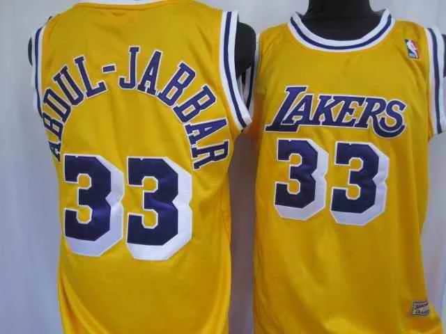 Basketball Jersey For Coaches-Lakers 33 Kareem Abdul Jabba Yellow Basketball Jerseys