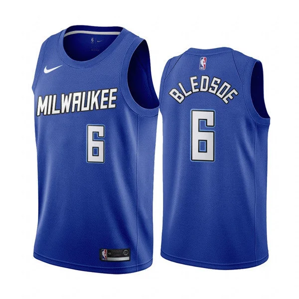 Basketball Jersey Team Edition-Men's Milwaukee Bucks #6 Eric Bledsoe Navy City Edition New Uniform 2020-21 Stitched Basketball Jersey