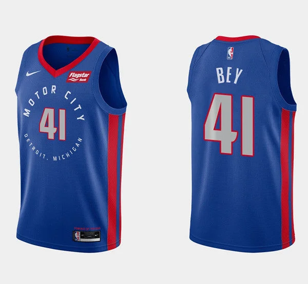 Basketball Jersey Moisture-Wicking-Men's Detroit Pistons #41 Saddiq Bey Navy Motor City Edition 2020-21 Stitched Basketball Jersey