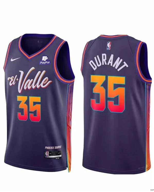 Basketball Jersey Sleeveless Comfort-Men's Phoenix Suns #35 Kevin Durant Purple 2023/24 City Edition Stitched Basketball Basketball Jersey