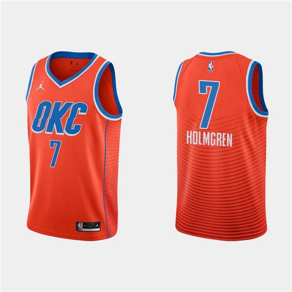 Basketball Jersey Athletic Wear-Men's Oklahoma City Thunder #7 Chet Holmgren Orange Stitched Basketball Basketball Jersey