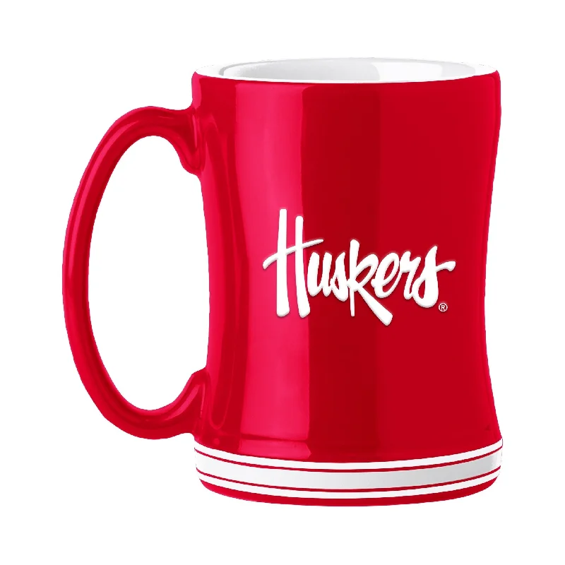 Team Mug With Floral Design-Nebraska 14oz Relief Mug