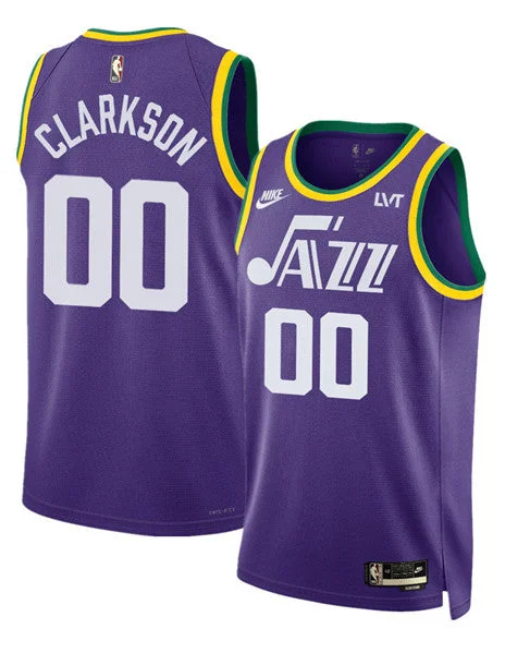 Basketball Jersey Team Uniform-Men's Utah Jazz #00 Jordan Clarkson Purple 2023 Classic Edition Stitched Basketball Basketball Jersey