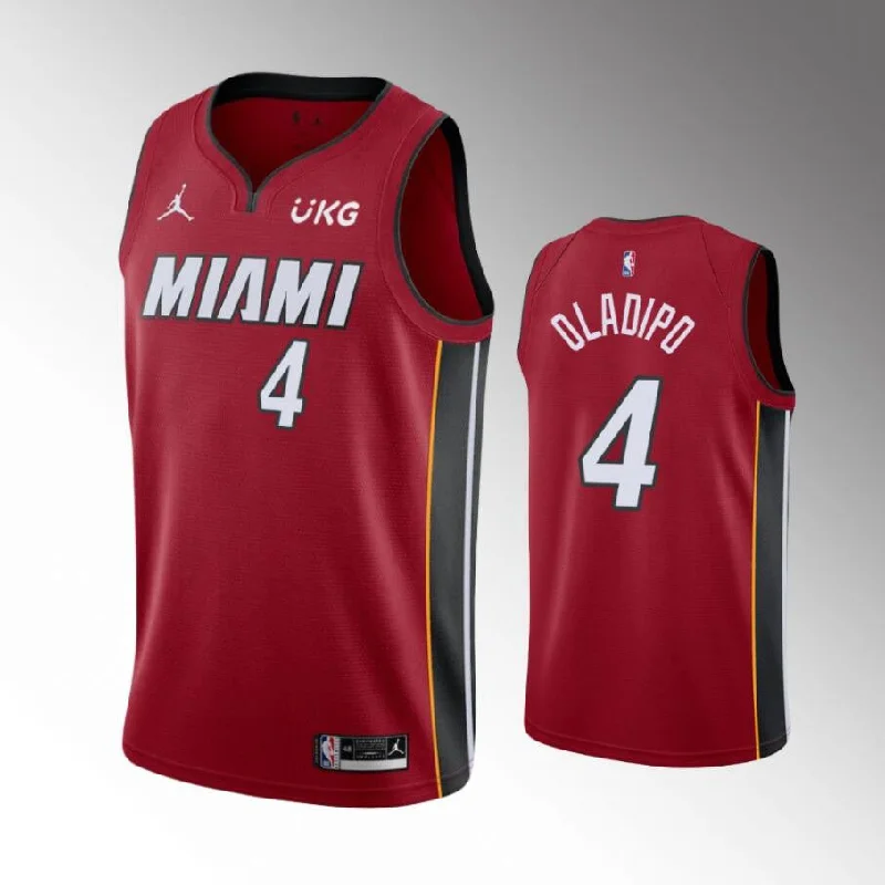 Basketball Jersey Customizable For Teams-Men's Miami Heat #7 #4 Victor Oladipo Red With UKG Patch Stitched Basketball Jersey