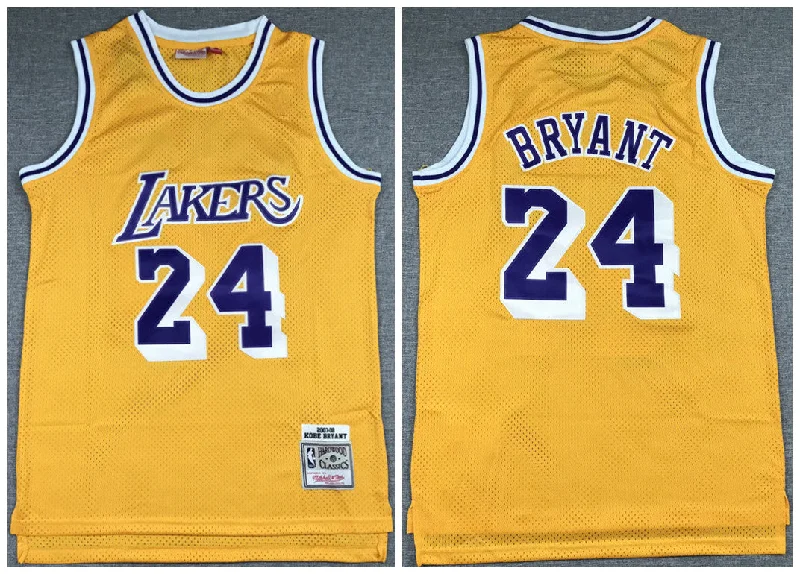 Basketball Jersey UV Protection-Men's Los Angeles Lakers Yellow #24 Kobe Bryant Throwback Stitched Basketball Jersey