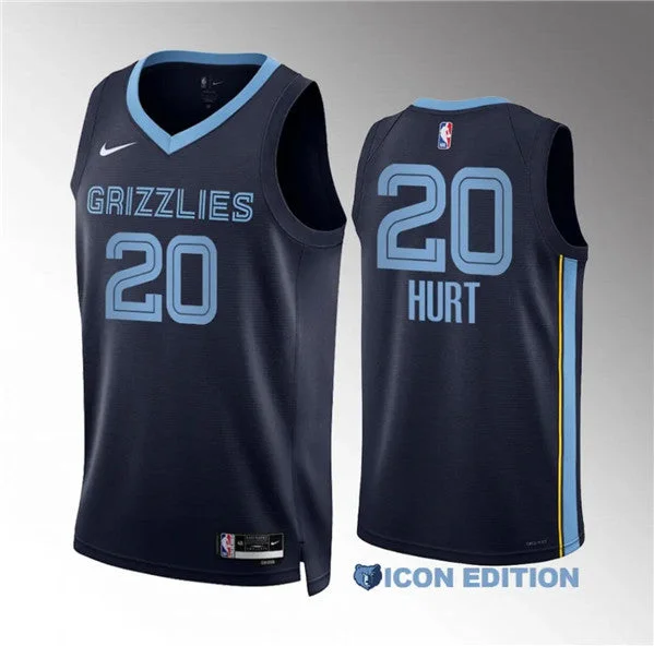 Basketball Jersey Trendy Sports Look-Men's Memphis Grizzlies #20 Matthew Hurt Navy Icon Edition Stitched Basketball Jersey