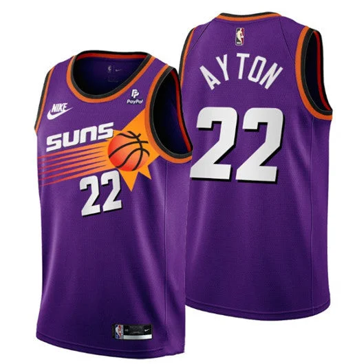 Basketball Jersey Breathable Design-Men's Phoenix Suns #22 Deandre Ayton Purple Stitched Basketball Basketball Jersey