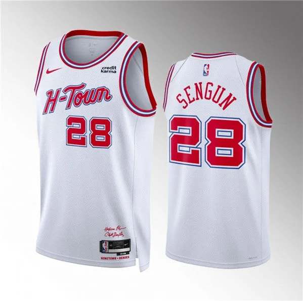 Basketball Jersey Designed For Comfort-Men's Houston Rockets #28 Alperen Sengun White 2023/24 City Edition Stitched Basketball Jersey