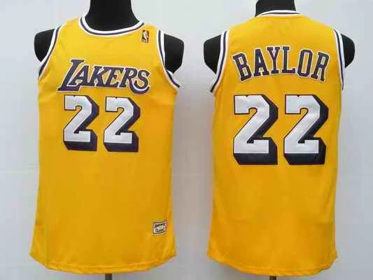 Basketball Jersey Performance Wear-Lakers 22 Baylor M&N Yellow Basketball Jerseys