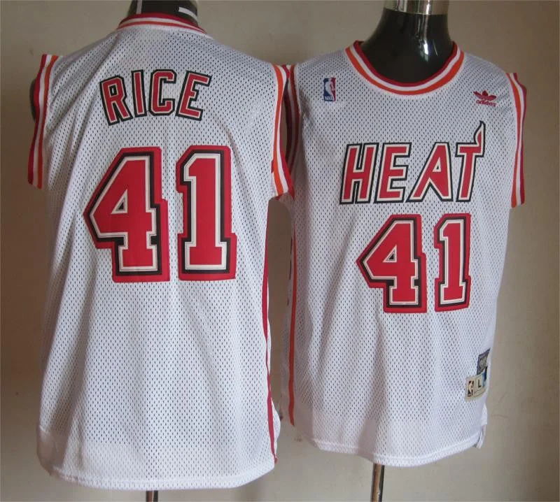 Basketball Jersey Vintage Look-Heat 41 Rice White Basketball Jerseys