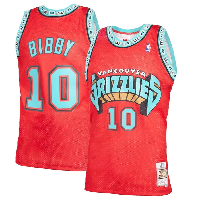 Basketball Jersey Polyester-Grizzlies #10 Mike Bibby RedThrowback Stitched Basketball Jersey