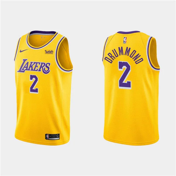 Basketball Jersey Durable-Men's Los Angeles Lakers #2 Andre Drummond Yellow Stitched Basketball Jersey