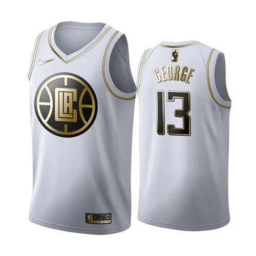 Basketball Jersey Limited Edition-Men's Los Angeles Clippers #13 Paul George White 2019 Golden Edition Stitched Basketball Jersey