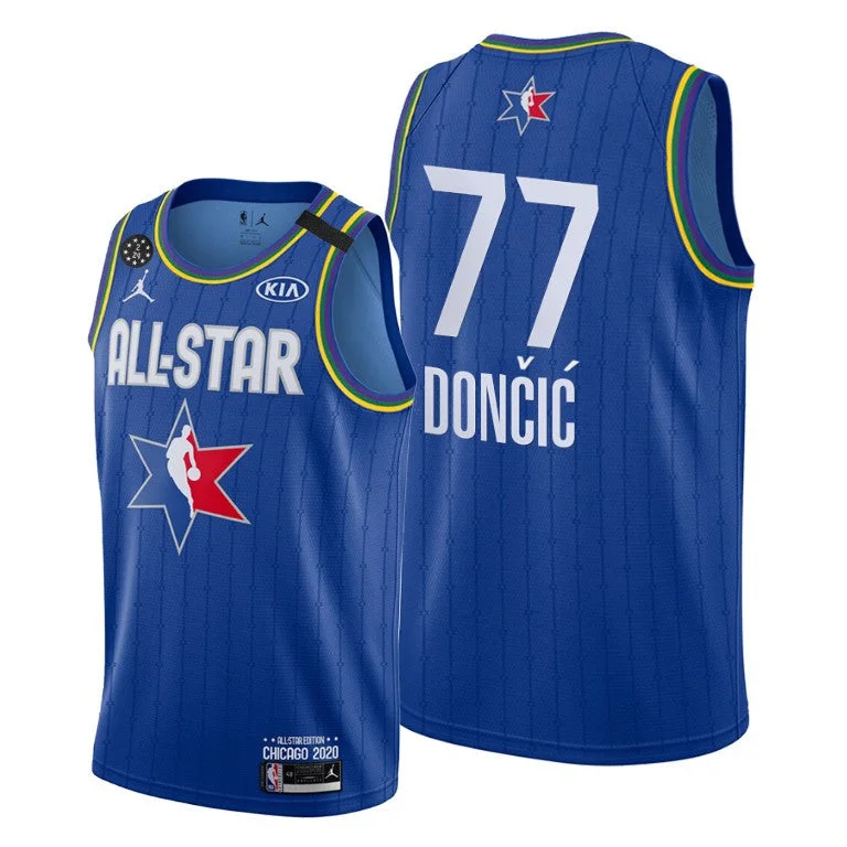 Basketball Jersey Designed For Quick Moves-Men's Dallas Mavericks #77 Luka Doncic Blue 2020 All-Star Stitched Basketball Jersey