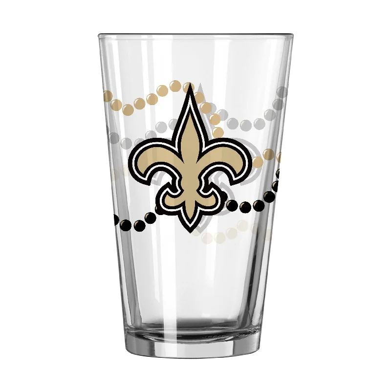 Team Mug For Business Meetings-New Orleans Saints 16oz Mardi Gras Beads Pint Glass