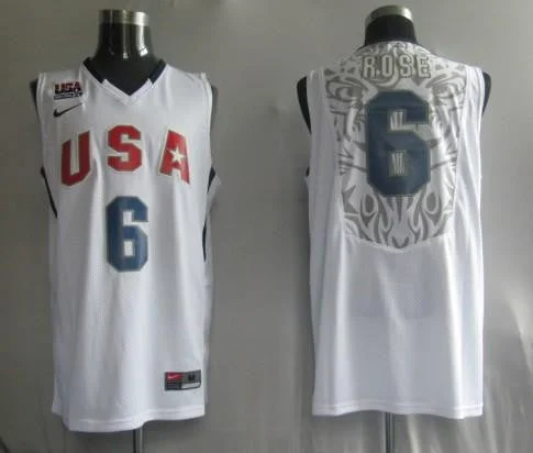 Basketball Jersey Sportswear Edition-Team USA 6 Rose White Basketball Jerseys