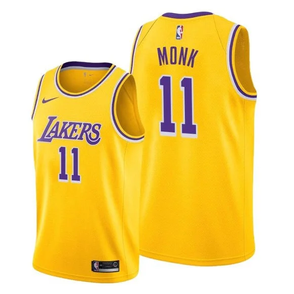 Basketball Jersey Team Edition-Men's Los Angeles Lakers #11 Malik Monk Yellow Stitched Basketball Basketball Jersey