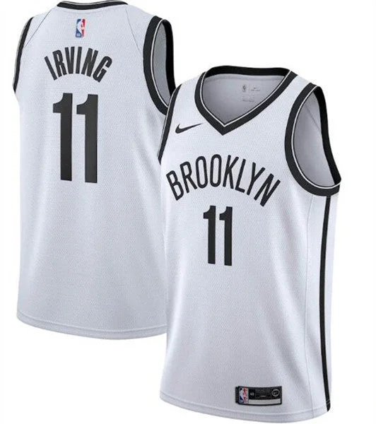 Basketball Jersey Easy To Pair With Shorts-Men's Brooklyn Nets White # 11 Kyrie Irving Association Edition Swingman Stitched Basketball Jersey