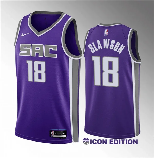 Basketball Jersey Long Lasting-Men's Sacramento Kings #18 Jalen Slawson Purple 2023 Draft Icon Edition Stitched Basketball Jersey