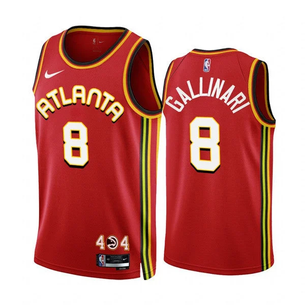 Basketball Jersey Built For Action-Men's Atlanta Hawks #8 Danilo Gallinari 2022/23 Red Icon Edition Stitched Basketball Jersey