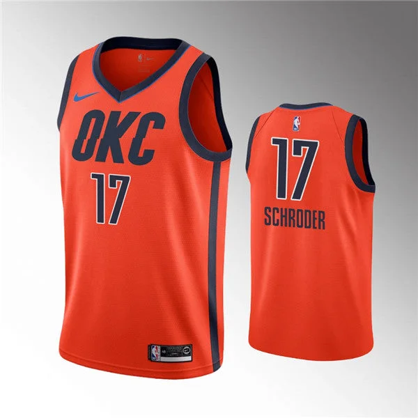 Basketball Jersey Eye-Catching Design-Men's Oklahoma City Thunder Orange #17 Dennis Schroder Stitched Basketball Jersey