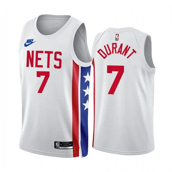 Basketball Jersey With Bold Colors-Men's Brooklyn Nets #7 Kevin Durant 2022/23 White Classic Edition Stitched Basketball Basketball Jersey