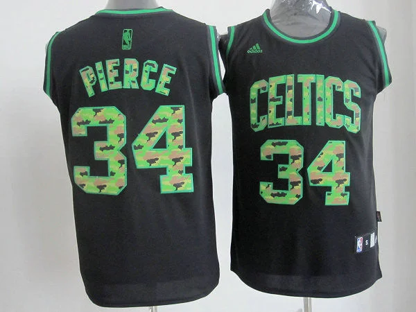 Basketball Jersey Color Block-Celtics 34 Pierce Black Camo number Basketball Jerseys