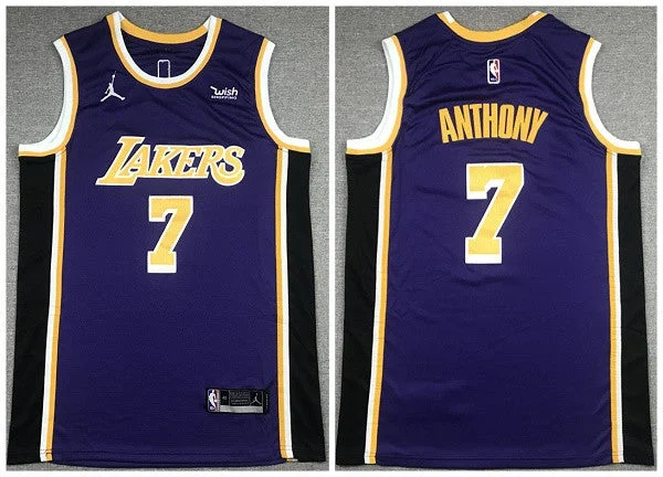 Basketball Jersey Hand Stitched-Men's Los Angeles Lakers #7 Carmelo Anthony Purple Stitched Basketball Basketball Jersey