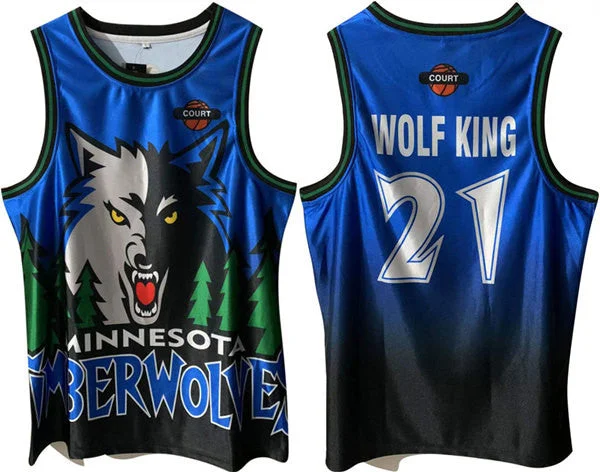 Basketball Jersey Blue And White-Men's Minnesota Timberwolves #21 Kevin Garnett Blue/Green Throwback Stitched Basketball Jersey