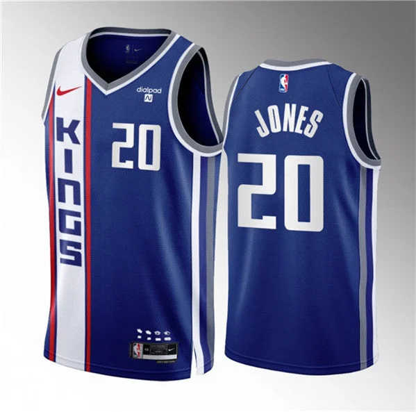 Basketball Jersey Digital Printed-Men's Sacramento Kings #20 Colby Jones Blue 2023/24 City Edition Stitched Basketball Basketball Jersey