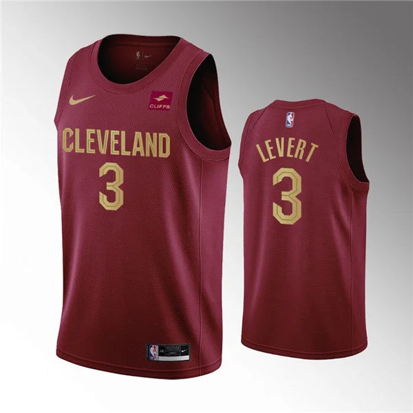 Basketball Jersey For Christmas-Men's Cleveland Cavaliers #3 Caris LeVert Wine Icon Edition Stitched Basketball Basketball Jersey