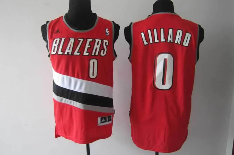 Basketball Jersey For Coaches-Blazers 0 Lillard Red Basketball Jerseys