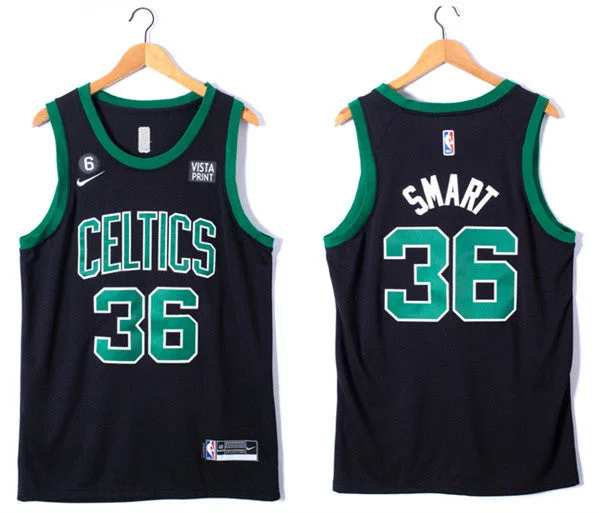 Basketball Jersey For Mother's Day-Men's Boston Celtics #36 Marcus Smart Black No.6 Patch Stitched Basketball Basketball Jersey