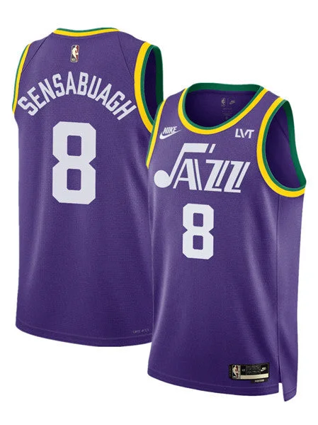 Basketball Jersey Button Up-Men's Utah Jazz #8 Brice Sensabaugh Purple 2023 Classic Edition Stitched Basketball Basketball Jersey