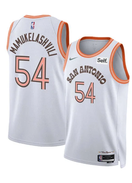 Basketball Jersey Anti-Fade Colors-Men's San Antonio Spurs #54 Sandro Mamukelashvili White 2023/24 City Edition Stitched Basketball Basketball Jersey