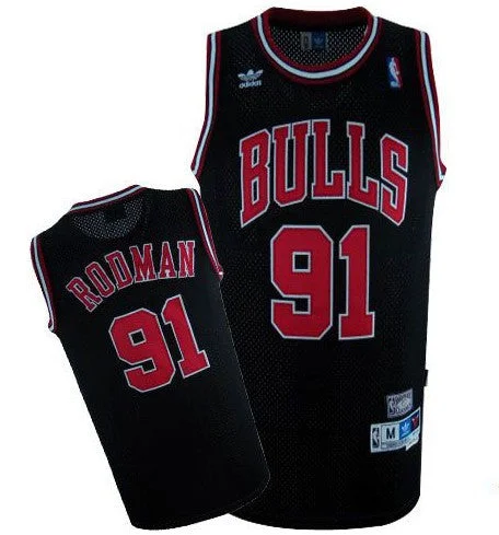 Basketball Jersey High-Performance Fabric-Bulls 91 Rodman Black Basketball Jerseys