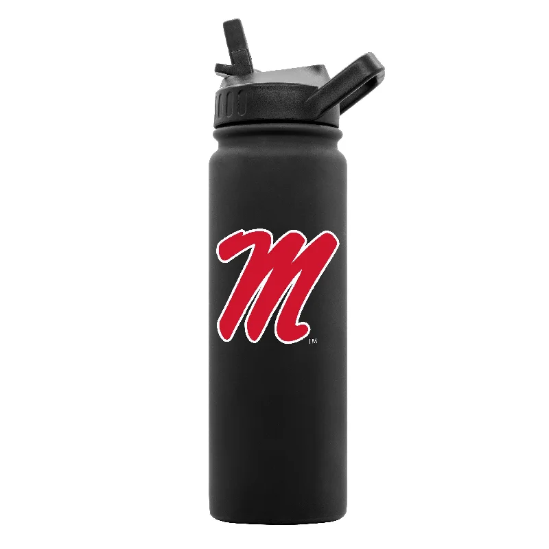 Team Mug For Students-Ole Miss 24oz Black Soft Touch Dbl Wall Btl